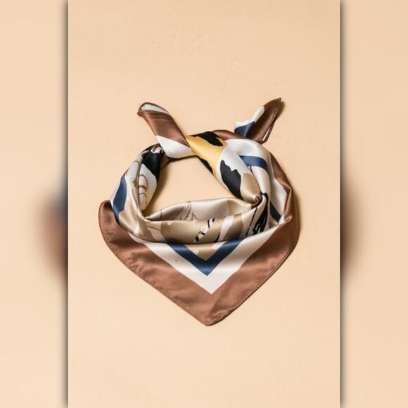 A218-J • Earthy Abstract Silky Bandana Scarf - Picture 3 of 3